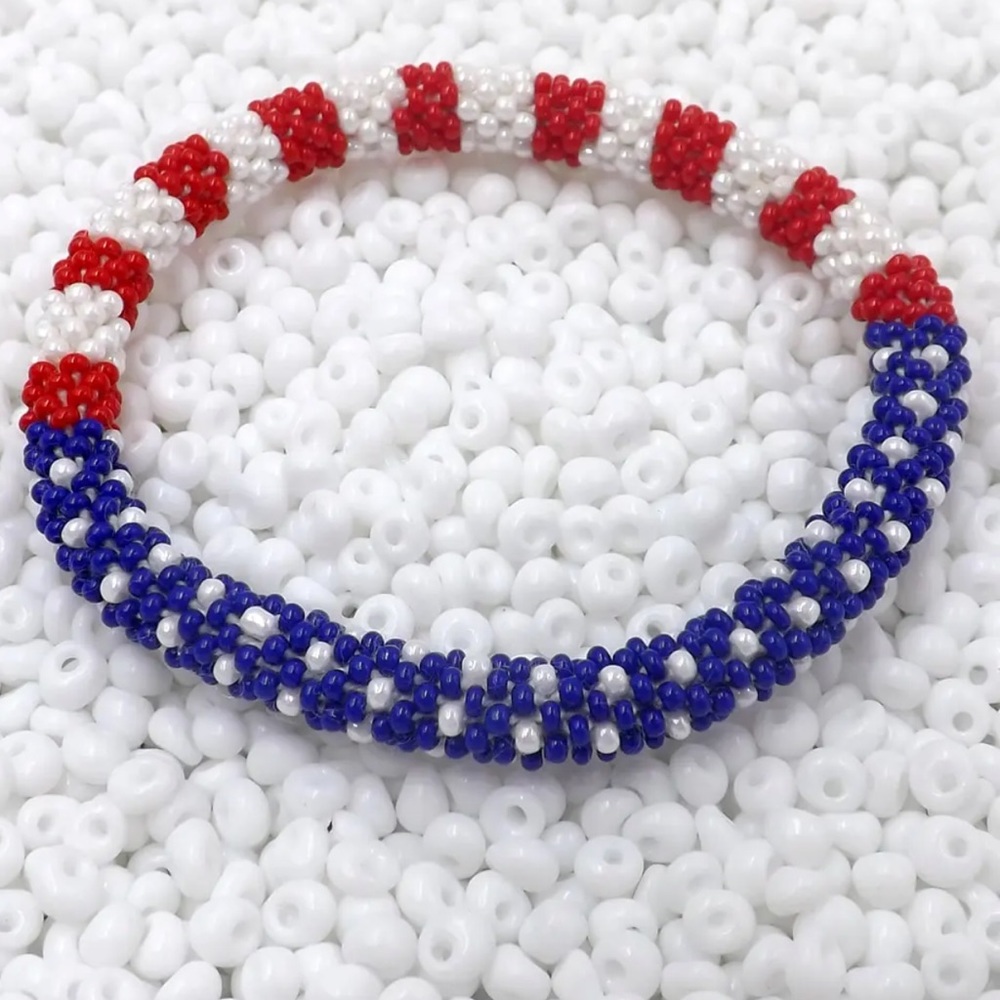 USA 4th of July Beaded Bracelet